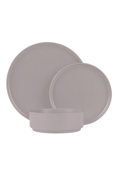 Berlinger Set de cină, set de farfurii, ceramică, 18 piese, colecția Taupe, potrivit pentru mașina de spălat vase, cuptor cu microunde