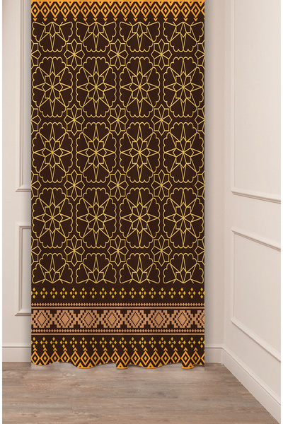 GREENDECOR Perdele de fundal modernă și elegantă, autentică, anatoliană, cu model etnic, cu design special digital cu imprimeu (cu o singură aripă)