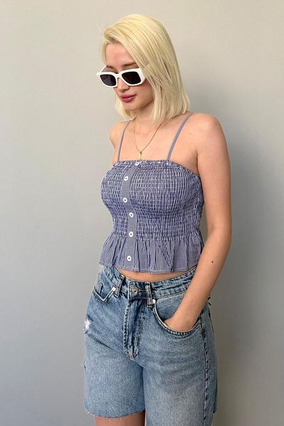 Madmext Curea reglabilă Saks Gingham Crop Mg2371