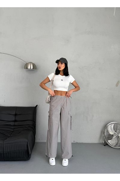 Zeo Basic Parachute Fabric Cargo Pocket Trousers