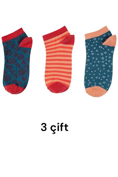Madame Coco Karcsi Women's 3-Pack Booties Socks Size 35-39 Orange Red Blue