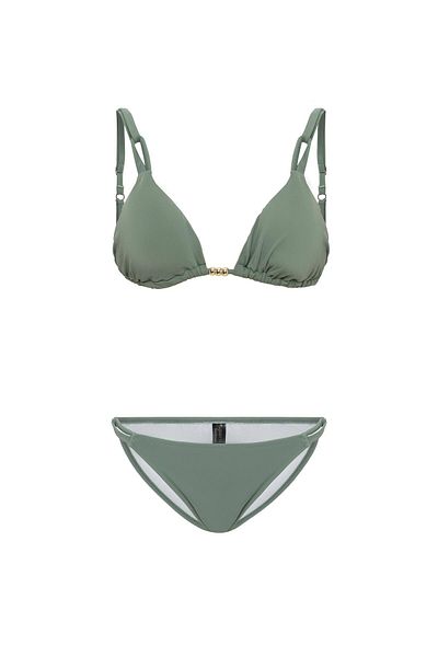 AQUAVİVA Women's Khaki Green Izabella Triangle Bikini Set with Gold Accessories