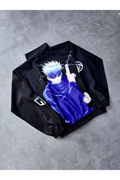 velmorafashion Velmora Zippered Digital Printed Windbreaker - Black -