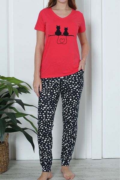 Nicoletta Women's Pajamas Set - 3-Piece Set with Shorts, Long, Short Sleeve, Lycra Pocket Nar
