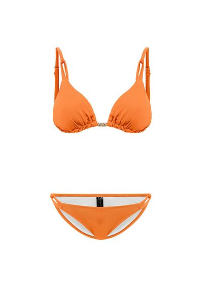 AQUAVİVA Women's Pomegranate Flower Izabella Gold Accessory Triangle Bikini Set