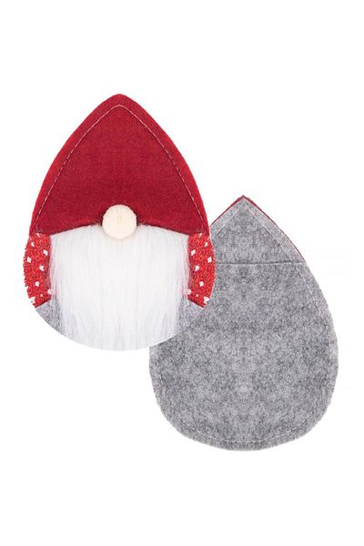 Springos Set of 2 Christmas Decorations for Cutlery, Elf Pattern, 14 X 10.5 Cm, ​​Red