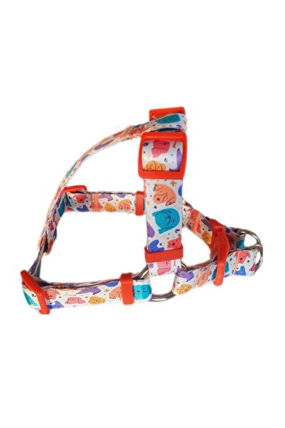 MiaBona Colorful Dogs Model Yüksek Kaliteli Dijital Baskılı, Renkli Köpek Desenli Göğüs Tasması Harness