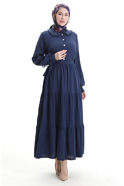 sefamerve Φόρεμα με μισό κουμπί 2042-04 Navy Blue