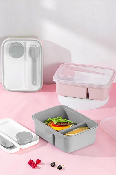 Tilbe Home Self-Ladle Fork Sauce Bowl Compartmented Lunch Box - Portable Lunch Box Color