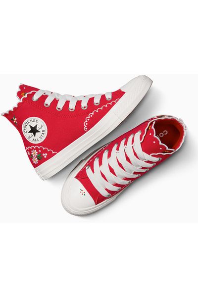 converse Sneakers Converse Chuck Taylor All Star Embroidered Flowers High Top, Red, Unisex