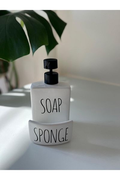 moon home dekor Set of Liquid Soap Dispenser and Sponge Holder