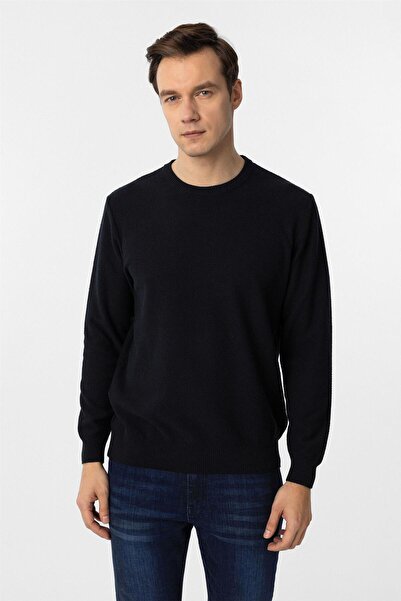 SÜVARİ Lacivert Regular Desenli Bisiklet Yaka Triko