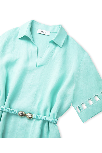 İpekyol Cutout detaylı keten elbise