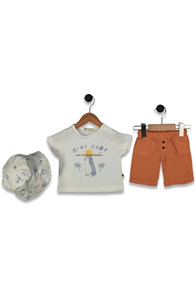 HEKİ Baby & Kid بدلة رجالية مع قبعة مطبوعة على شكل بطريق وشورت