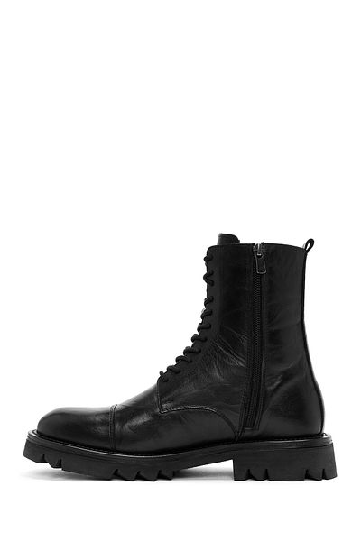 Derimod Men's Casual Black Leather Boots - Zippered 24Wfd 720718
