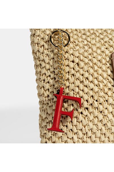 Desa Red Letter F Leather Keychain
