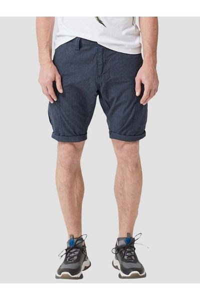 s.Oliver Men's File mid-rise shorts with checkered print, Navy blue