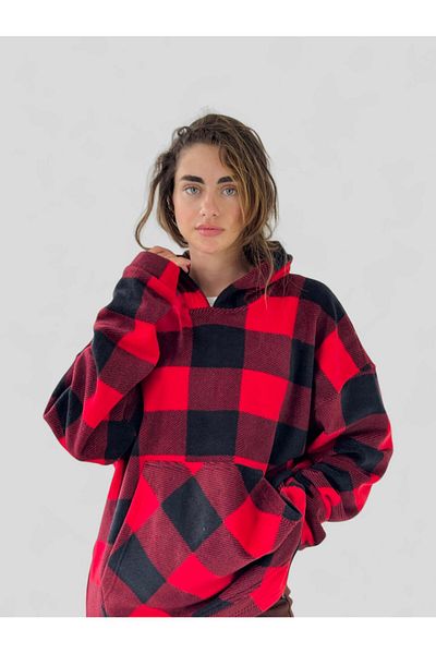 Retrobird Polar Winter Oversize Hooded Sweatshirt Unisex Red
