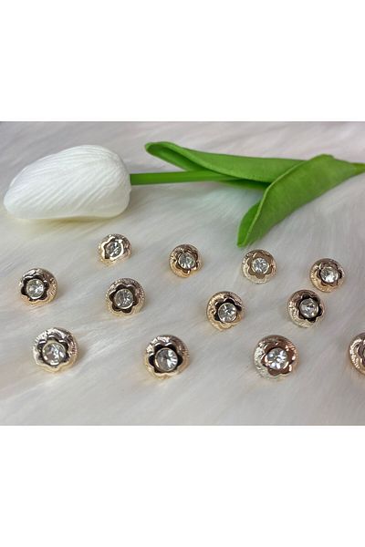 BRAVE TEKSTİL ÜRÜNLERİ Metallized Stone Button (18 Size) 11mm-10 Pieces