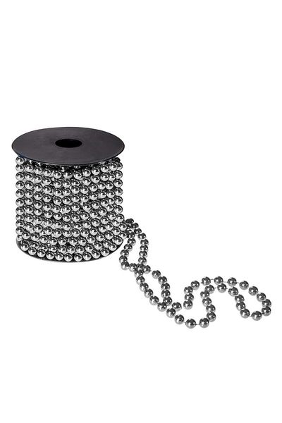 Springos Christmas garland bead string, 8 mm, length 10 m, silver