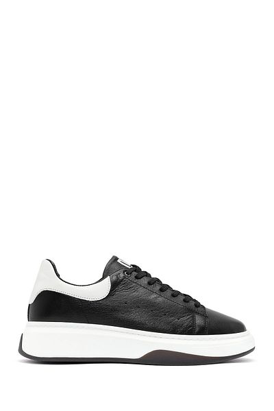 Derimod Men's Black Lace-Up Leather Sneakers 24Wfd 675418