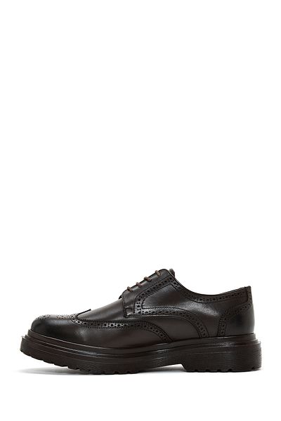 Derimod Men's Brown Leather Casual Shoes - Lace-Up and Thick Sole 24Wfd 664618