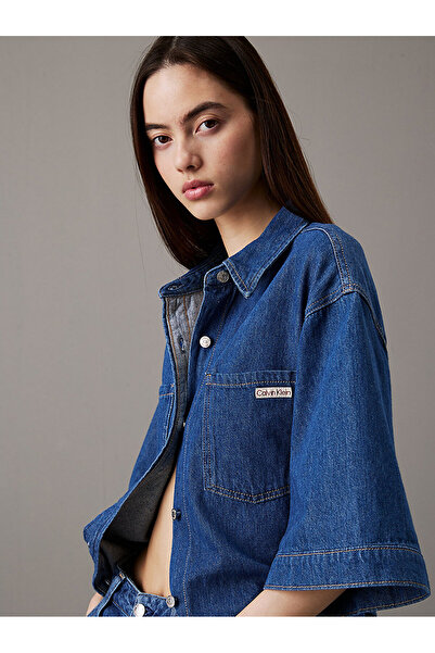 Calvin Klein Kadın Mavi Gömlek Elbise