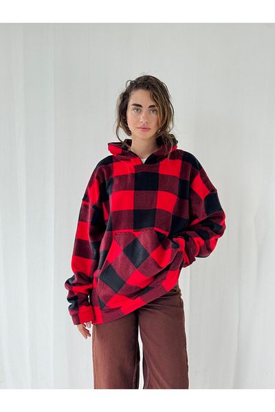 Retrobird Polar Winter Oversize Hooded Sweatshirt Unisex Red