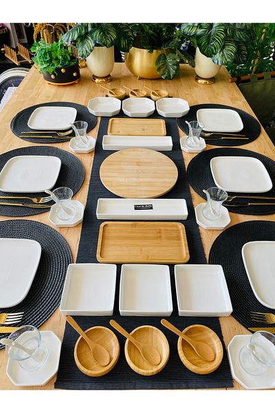 CASA DE BELLA Modern 41 Piece 6-Person Porcelain Breakfast Set