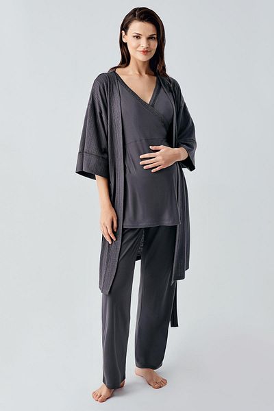 Artış Short-Sleeve Flexible Viscous Maternity Dressing Gown Pajamas Suit 10302