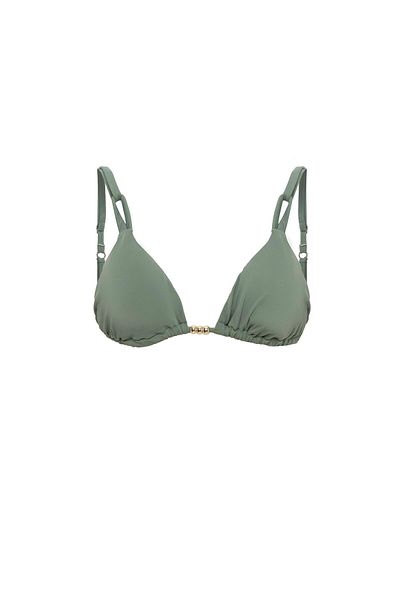 AQUAVİVA Women's Khaki Green Izabella Triangle Bikini Set with Gold Accessories