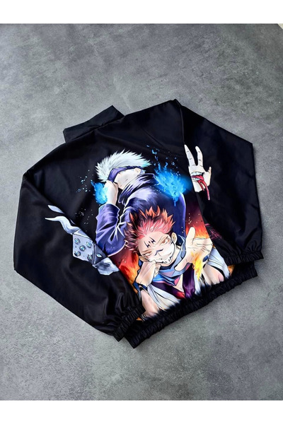 velmorafashion Velmora Zippered Digital Printed Windbreaker - Black -