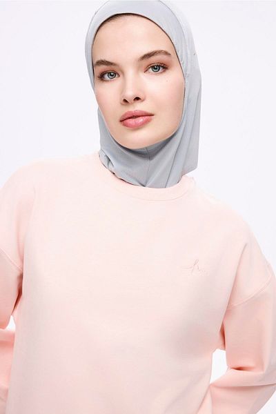 Haşema Soft Textured Oversize Powder Basic Daily Sweatshirt Act-22
