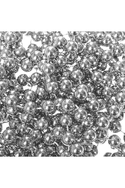 Springos Christmas garland bead string, 8 mm, length 10 m, silver