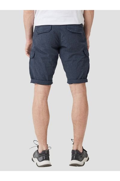 s.Oliver Men's File mid-rise shorts with checkered print, Navy blue