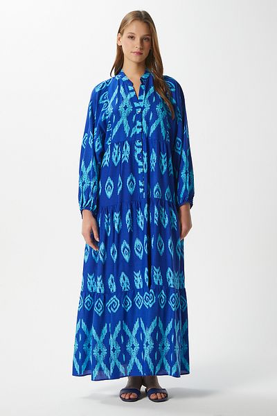 Ritnice Rochie lungă de vară cu mâneci cu balon, 100% viscoză, pentru femei modeste