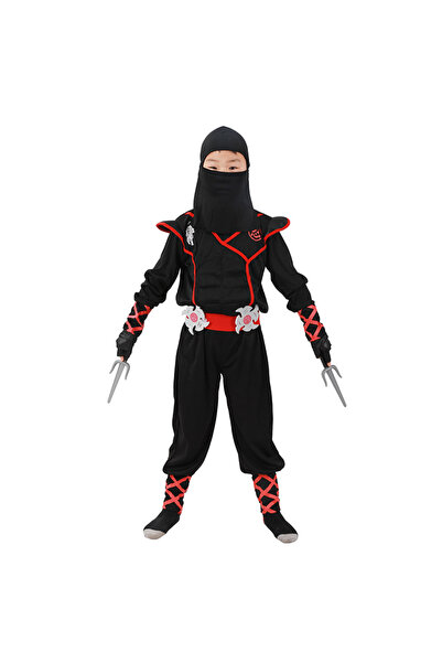 EvrikaUnity Costum Ninja Rosu pentru Copii, Set cu accesorii, Tesatura Fina, ...