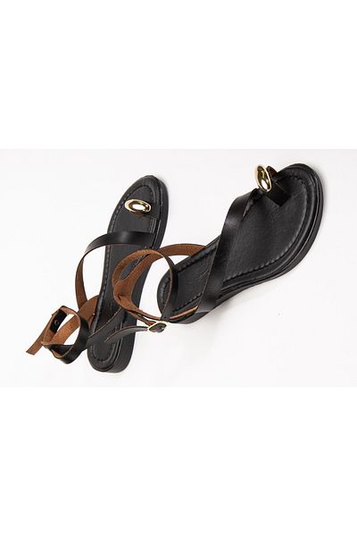 ünverdi Inele Negru Flip Flops Damă Accesoriu Detaliu Cataramă Bandă simplă Sandale de zi cu zi din piele mată