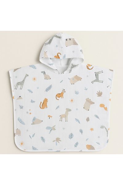 minial Organic Cotton Muslin Hooded Poncho Beach Sea Bath Children Baby Poncho