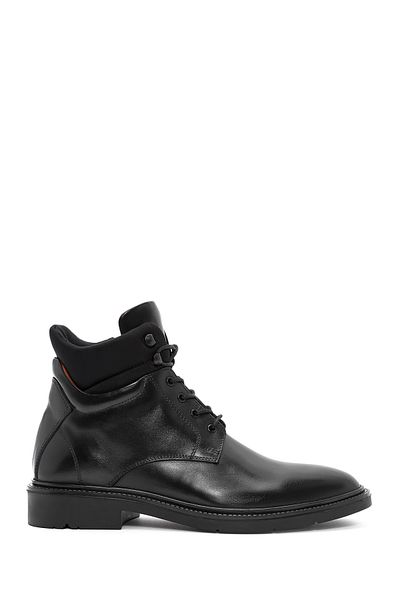 Derimod Men's Black Zippered Leather Casual Boots 24Wfd 604218