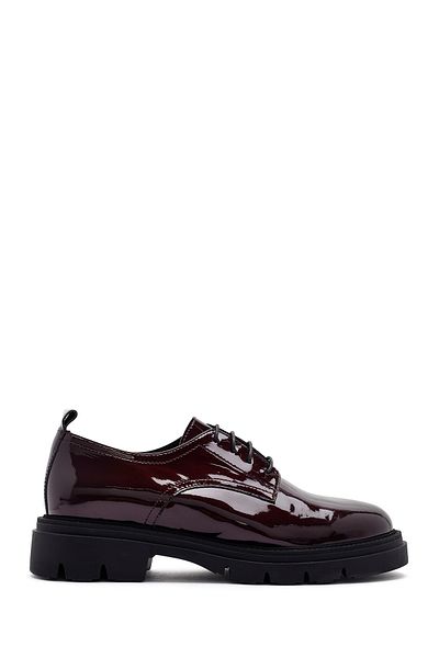 Derimod Claret Red Patent Leather Women's Masculine Shoes - Lace-up, 24wfd 161916
