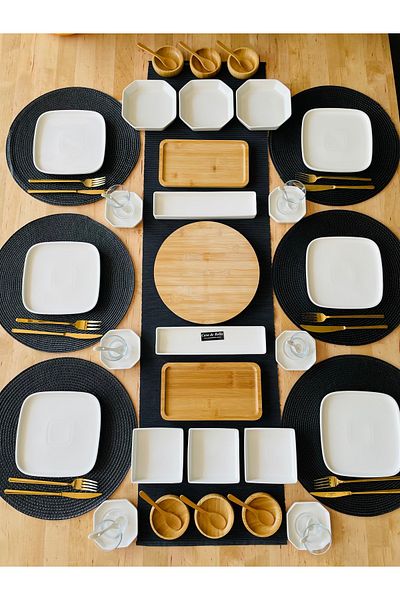 CASA DE BELLA Modern 41 Piece 6-Person Porcelain Breakfast Set