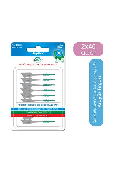 StopEver Well Tooth Interface Brush Normal Size 2 Pack - 80 Pieces
