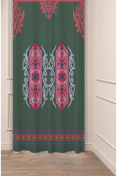 GREENDECOR Perdele de fundal modernă și elegantă, autentică, anatoliană, cu model etnic, cu design special digital cu imprimeu (cu o singură aripă)