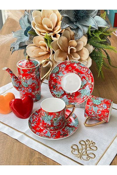 Mikasa Moor Garden Red Tea Set 5 Pieces for 2 People