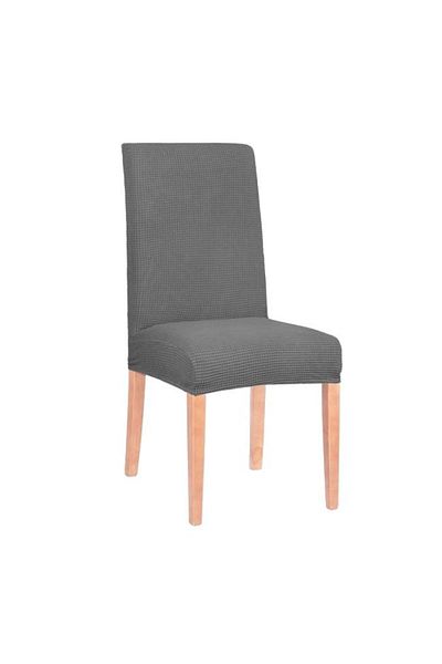Springos Dining/kitchen chair cover, made of spandex, embossed upholstery pattern, graphite color
