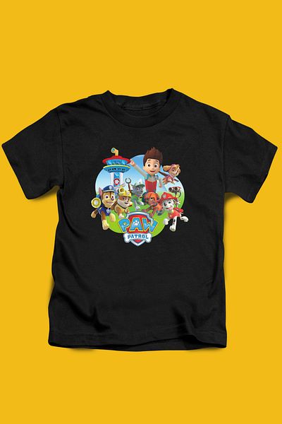 Store Paw Oil Pattern Printed Children's Black Tshirt