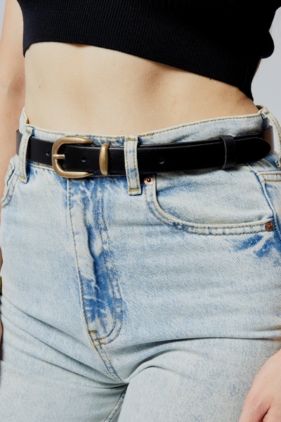 Livize حزام نسائي من الجلد الطبيعي مقاس 2.5 سم بإبزيم أصفر عتيق