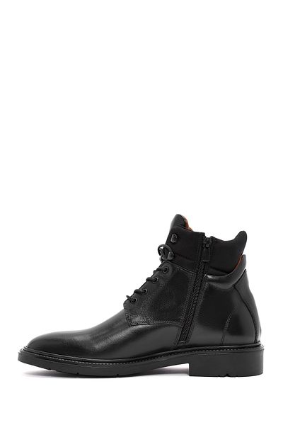 Derimod Men's Black Zippered Leather Casual Boots 24Wfd 604218