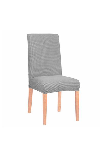 Springos Dining/kitchen chair cover, made of spandex, embossed upholstery pattern, grey color